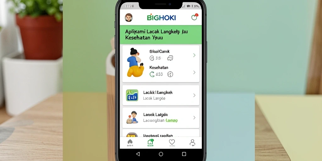 Tampilan antarmuka BIGHOKI dengan fitur Lacak Langkah yang intuitif.