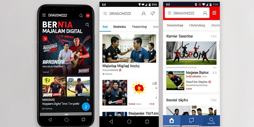 Antarmuka modern aplikasi DRAGON222 dengan berita terkini.
