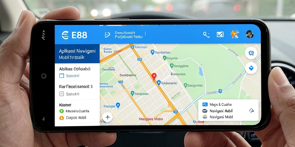 Tampilan antarmuka E88 yang simpel dan informatif untuk navigasi mobil.