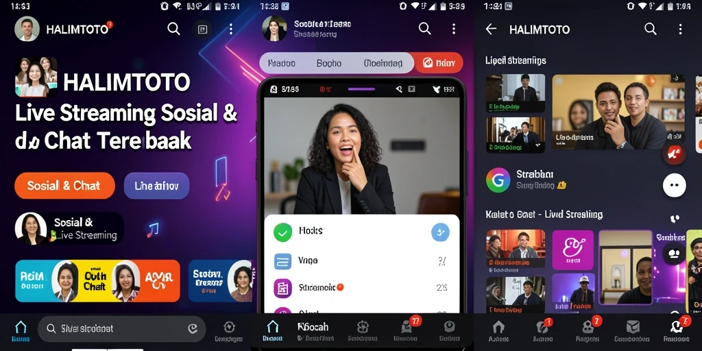Antarmuka aplikasi HALIMTOTO untuk streaming langsung yang menarik.