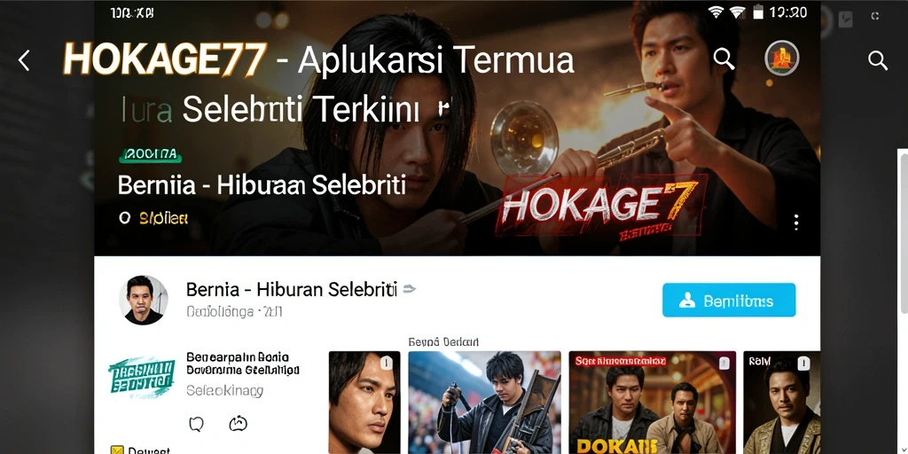 Antarmuka HOKAGE77 dengan fitur berita hiburan terupdate.