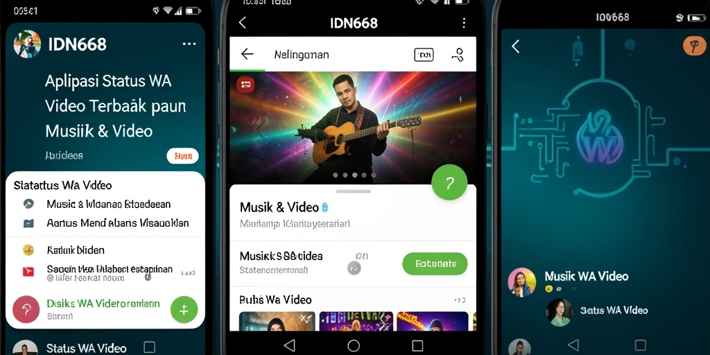 Tampilan aplikasi IDN668 dengan berbagai pilihan video status.