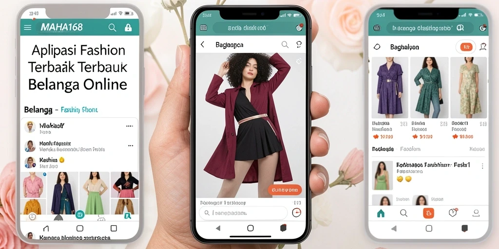 Screenshot antarmuka aplikasi MAHA168 dengan berbagai pilihan fashion terbaru.