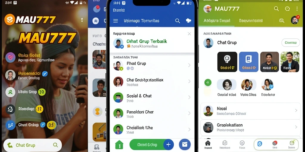 Antarmuka MAU777 dengan fungsi Chat Grup yang user-friendly.