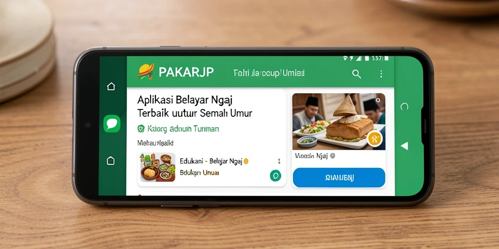 Tampilan antarmuka aplikasi PAKARJP untuk Belajar Ngaji yang menarik.