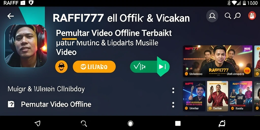 Antarmuka RAFFI777 untuk pemutar video offline yang intuitif dan menarik.