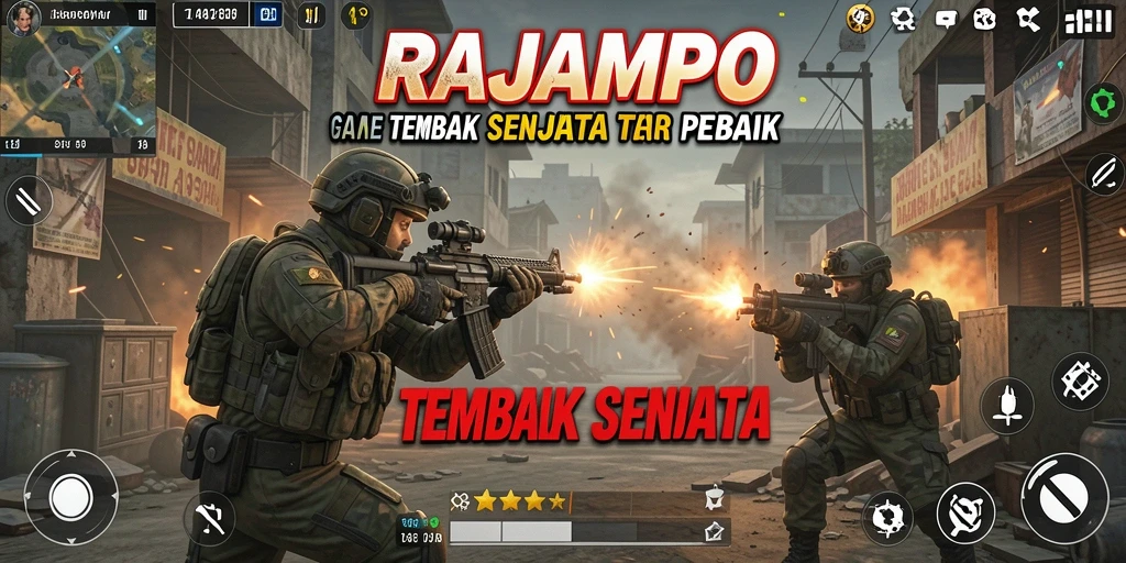 Tampilan antarmuka menarik dari game Tembak Senjata RAJAMPO.