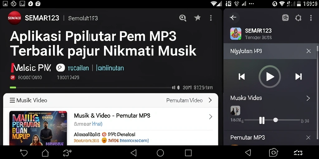 Tampilan utama aplikasi SEMAR123 dengan antarmuka Pemutar MP3 yang user-friendly.