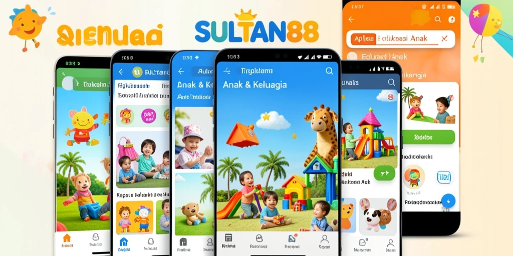Tampilan antarmuka interaktif aplikasi SULTAN88 untuk belajar anak.
