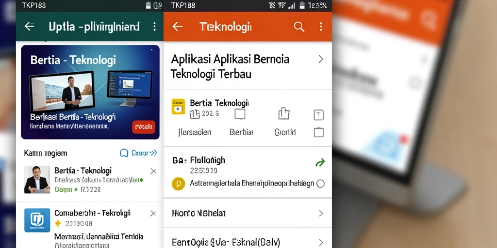 Antarmuka aplikasi TKP188 menampilkan berita teknologi terbaru.