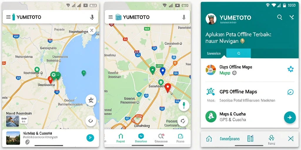 Antarmuka aplikas GPS Offline Maps YUMETOTO yang intuitif dan informatif.
